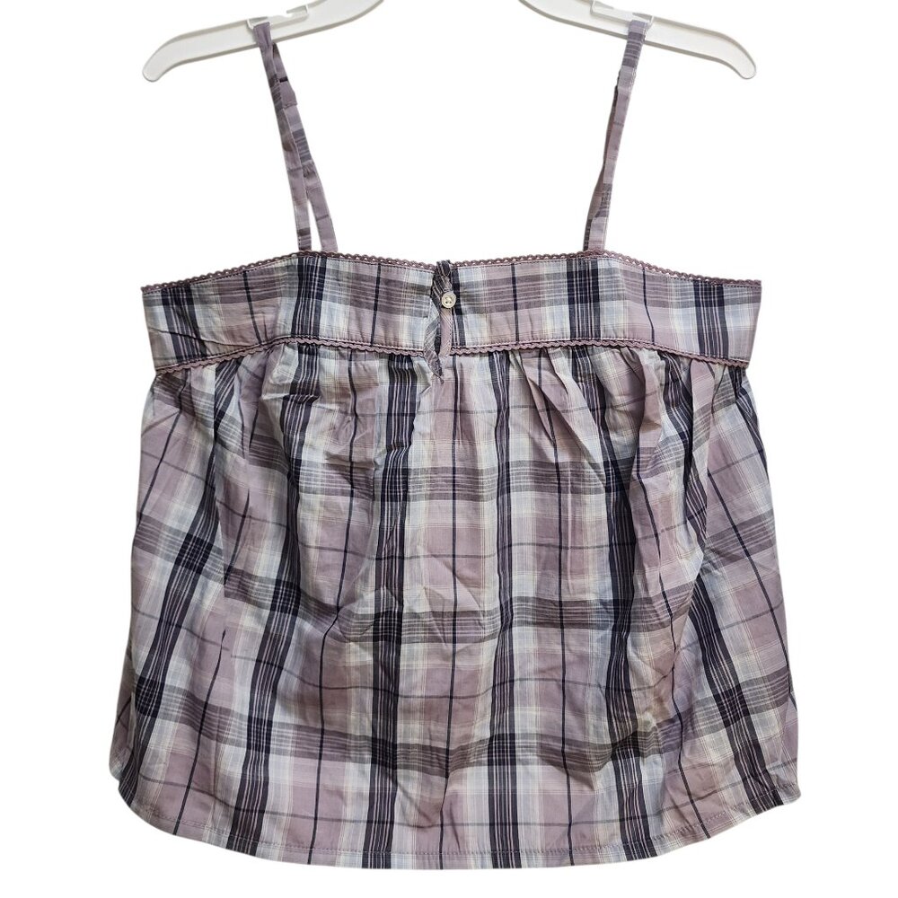 OLD NAVY Purple Plaid Smocked Pajama Cami Swing Top